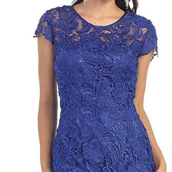 NWT May Queen MQ110 Cocktail Dress Perrywinkle in size L - Picture 3 of 5